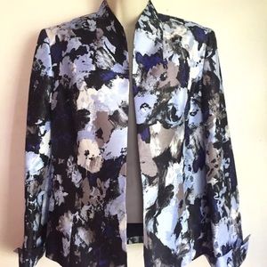 Kasper (Size 10) Open Front Blazer Jacket Floral